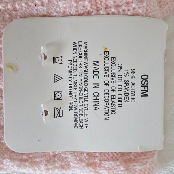 Girls Pink Knit Booties Pom Pom OSFM Acrylic Spandex Knee High Soft Very soft - Picture 3 of 7